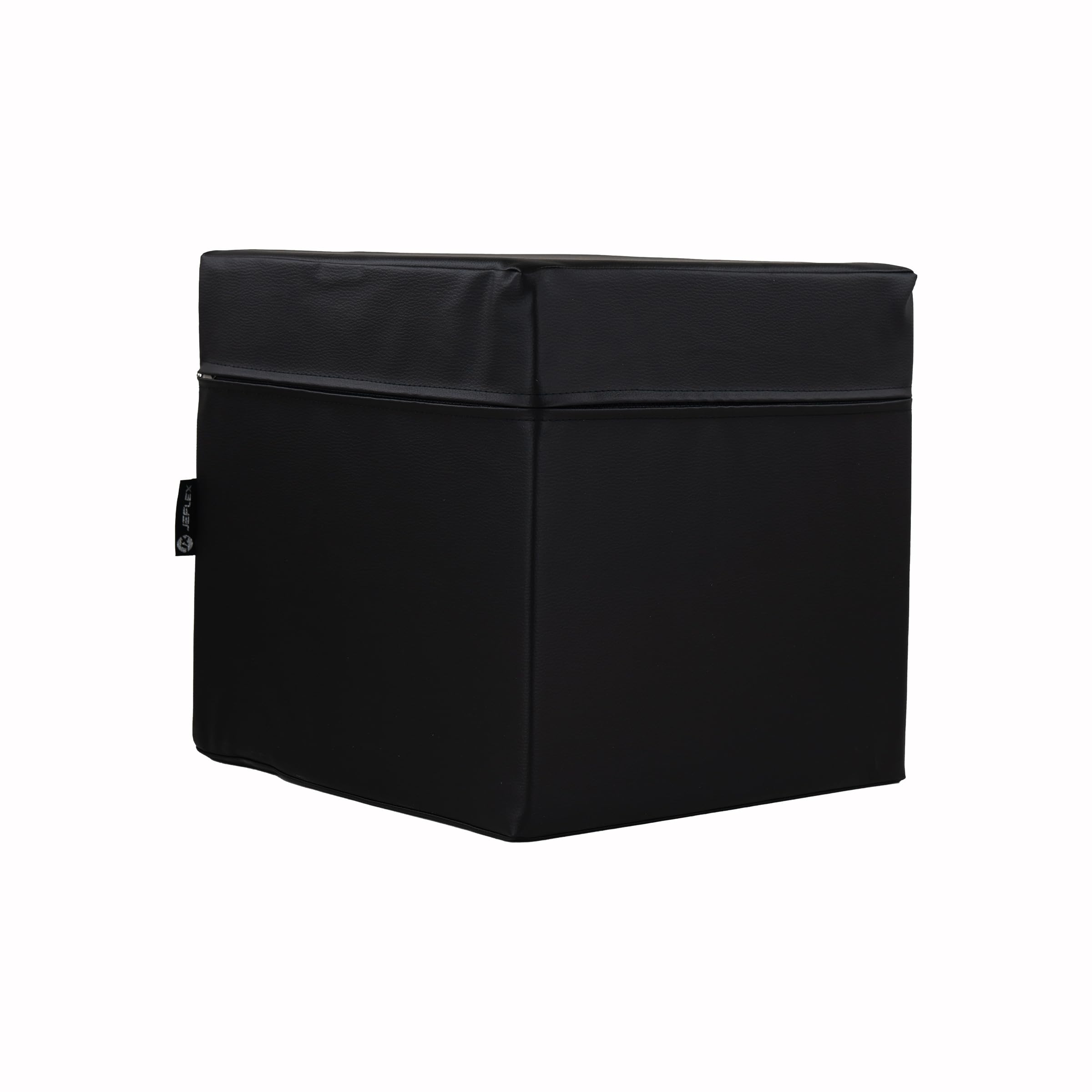 Jeflex - Cubo 40 x 40 x 40 cm in ecopelle di alta qualità - Made in Germany/cubo fitness con cubo in schiuma all'interno per comfort di seduta e stabilità/cuscino da ginnastica per bambini (nero)