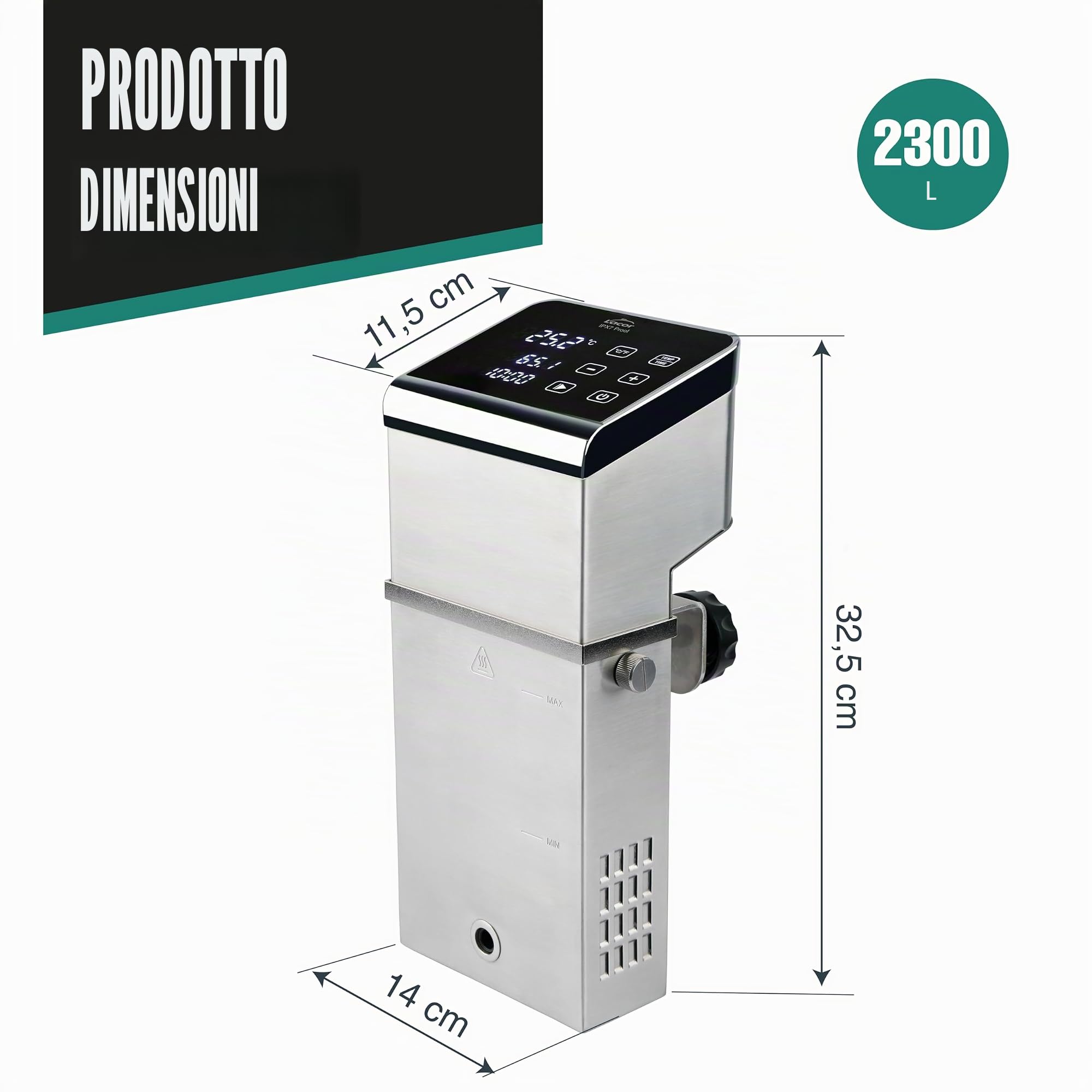 Lacor 69592 - Sous Vide Master, Acciaio Acciaio Inox, Controllo | Realizzato in acciaio inossidabile alimentare; alta resistenza alla corrosione e usura quotidiana in cucina