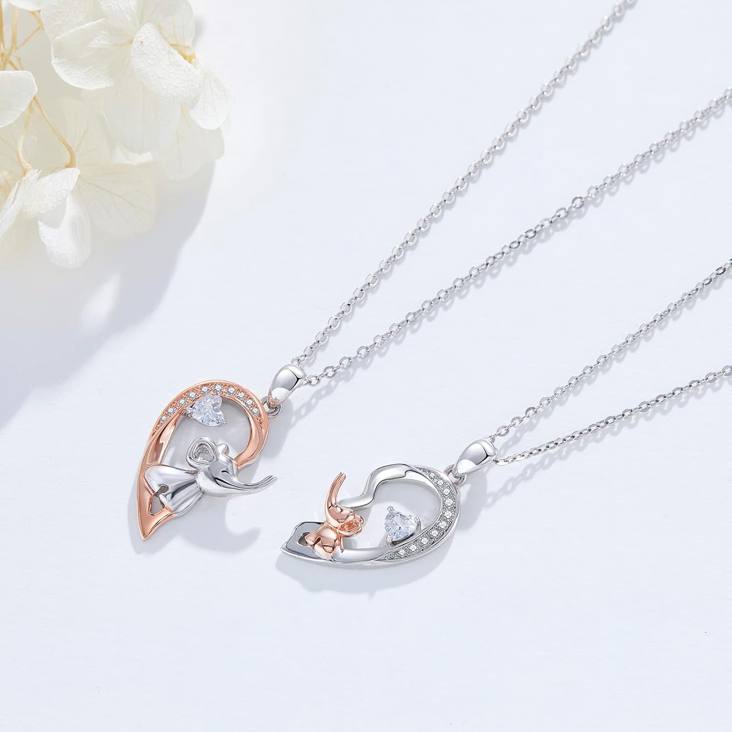 TUGHRA Mother and Daughter Necklaces Set 925 Sterling Silver Mom Daughter Pendant Necklace Matching Necklace for 2 Dainty Couples Jewelry Gifts for Mothers Day Birthday Christmas Day - Image 2