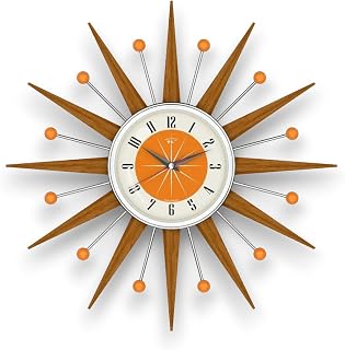 Mid Century Modern Starburst Wall Clock with solid teakwood rays The Wel...
