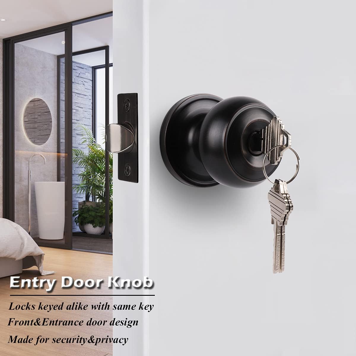Suреr Sаlе 🛒 Gobrico 6 Keyed Alike Entry Door Lock Set Handle Entrance Lock with Same Key Oil Rubbed Bronze Finished