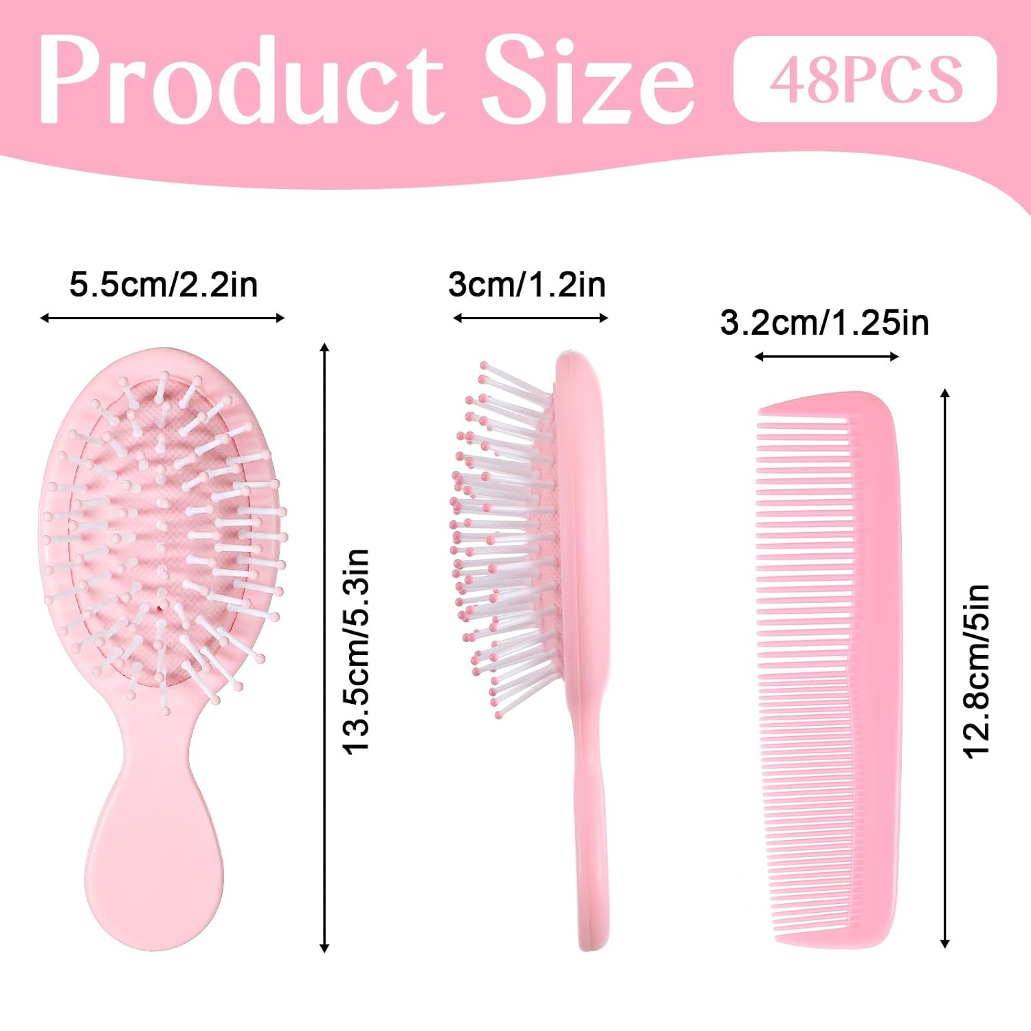 48 Pcs Mini Wet Hair Brush & Mini Combs Set, Bridesmaid Gifts, Spa Party Supplies, Hair Brush 24 Detangler Small Brushes 24 Plastic Combs image 2