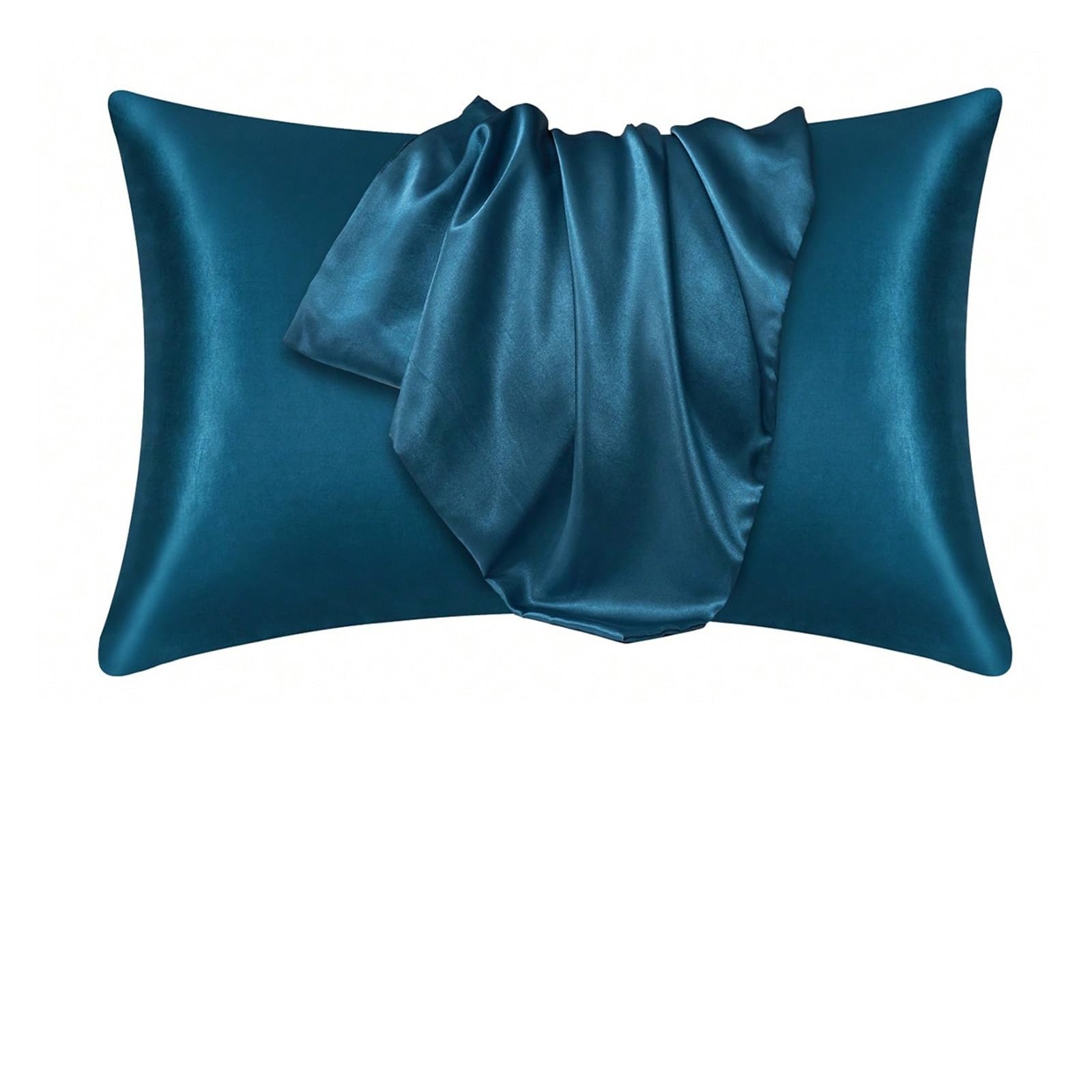 Silky Pillow Covers, 2 Pcs Silk Satin Pillowcases, Envelope Closure, Multicolor, 20x(26-40) inch(Dark Blue,20x36 inch)