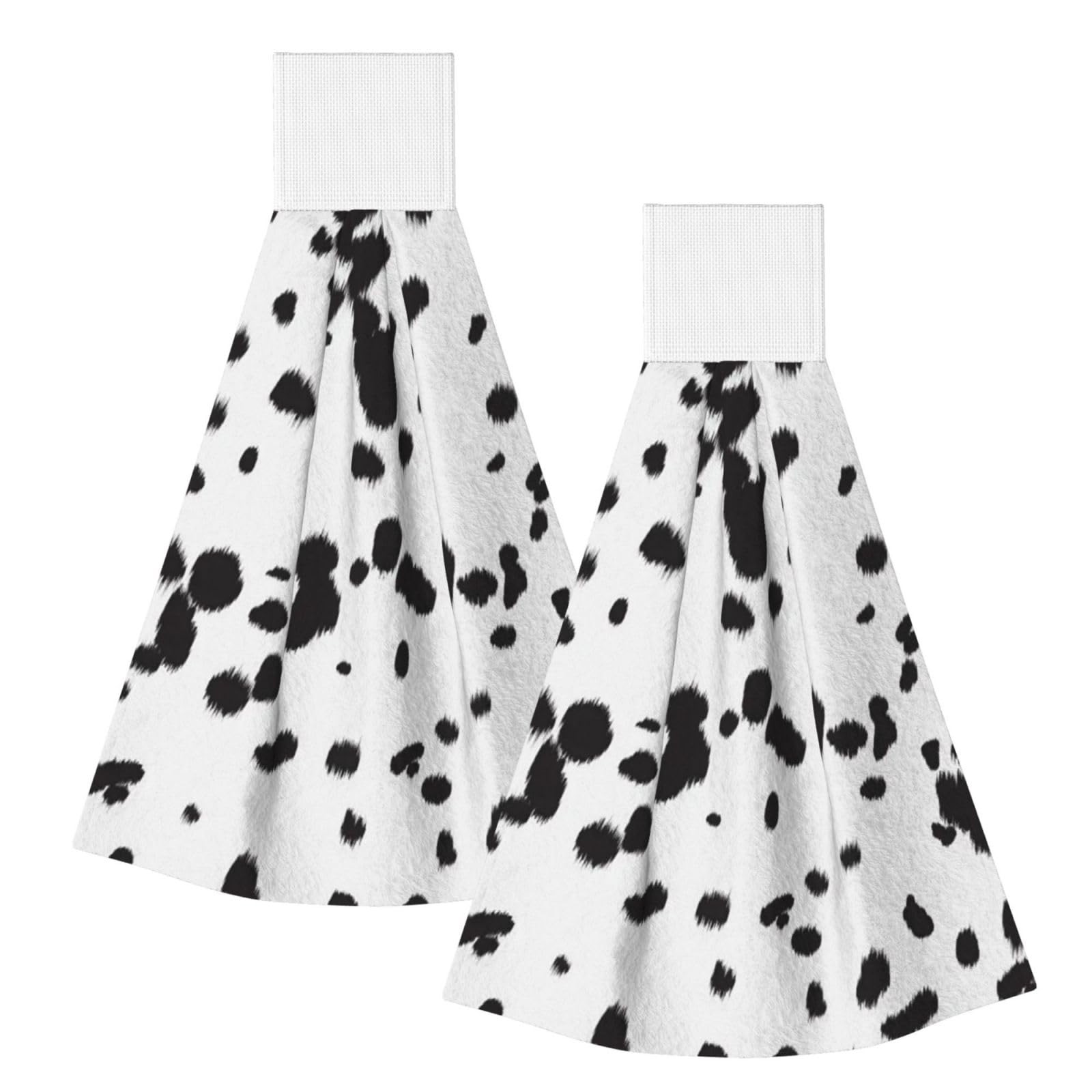 DOPKLNA Dalmatian Dog Print Black Spot, 2 Pcs Hanging Coral Fiber Hand Towels for Bathroom, Absorbent Kitchen Towels