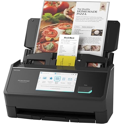 ScanSnap iX2500 Wireless or USB High-Speed Cloud Enabled Document, Photo & Receipt Scanner with Large 5" Touchscreen and 100 Page Auto Document Feeder for Mac or PC, Black