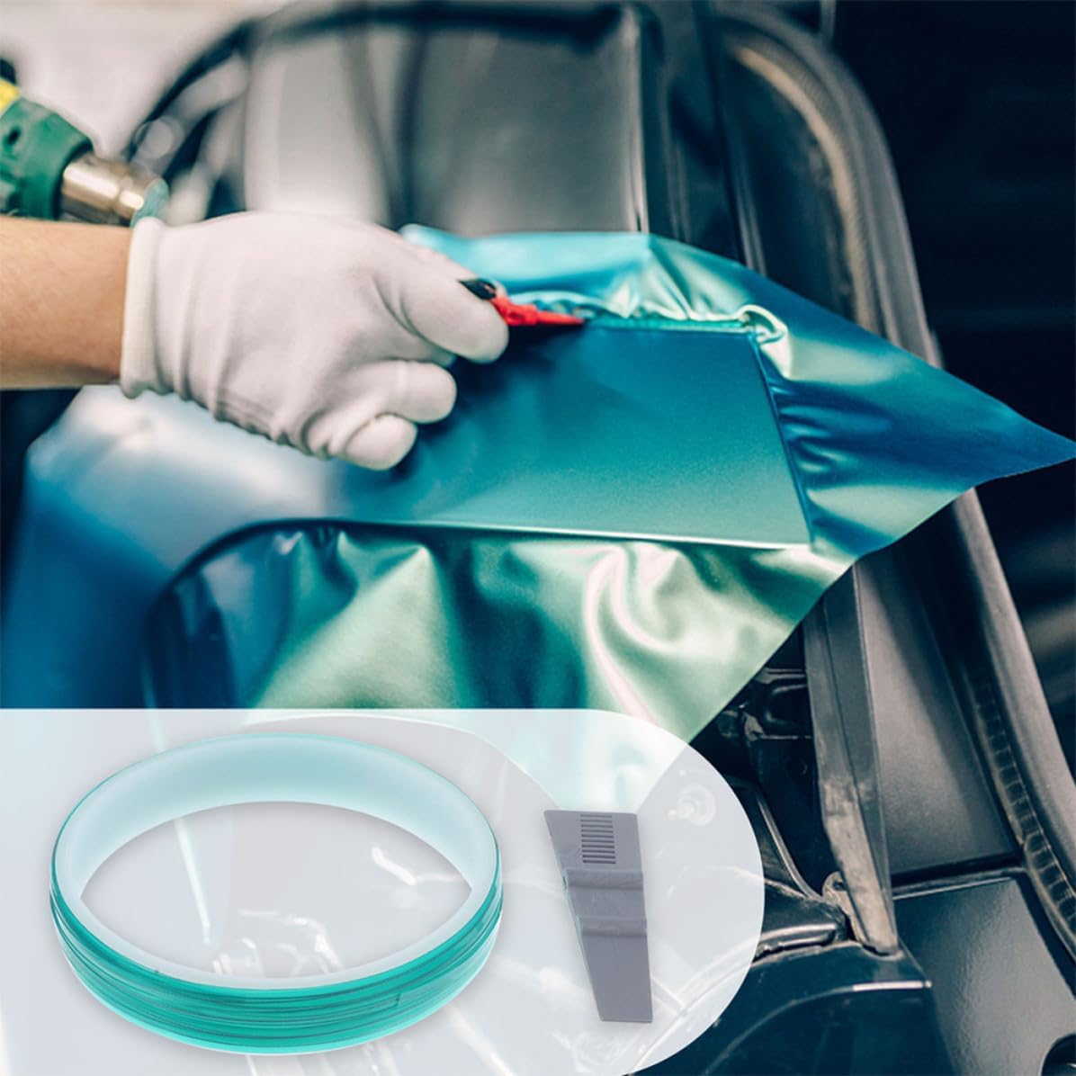 2 Set PVC Vinyl Wrap Cutting Tape for Car and Motorcycle, Creative Auto Graphic Decal Finish Line Tape, Easy to Use Car Detailing Accessory for Exterior Wraps