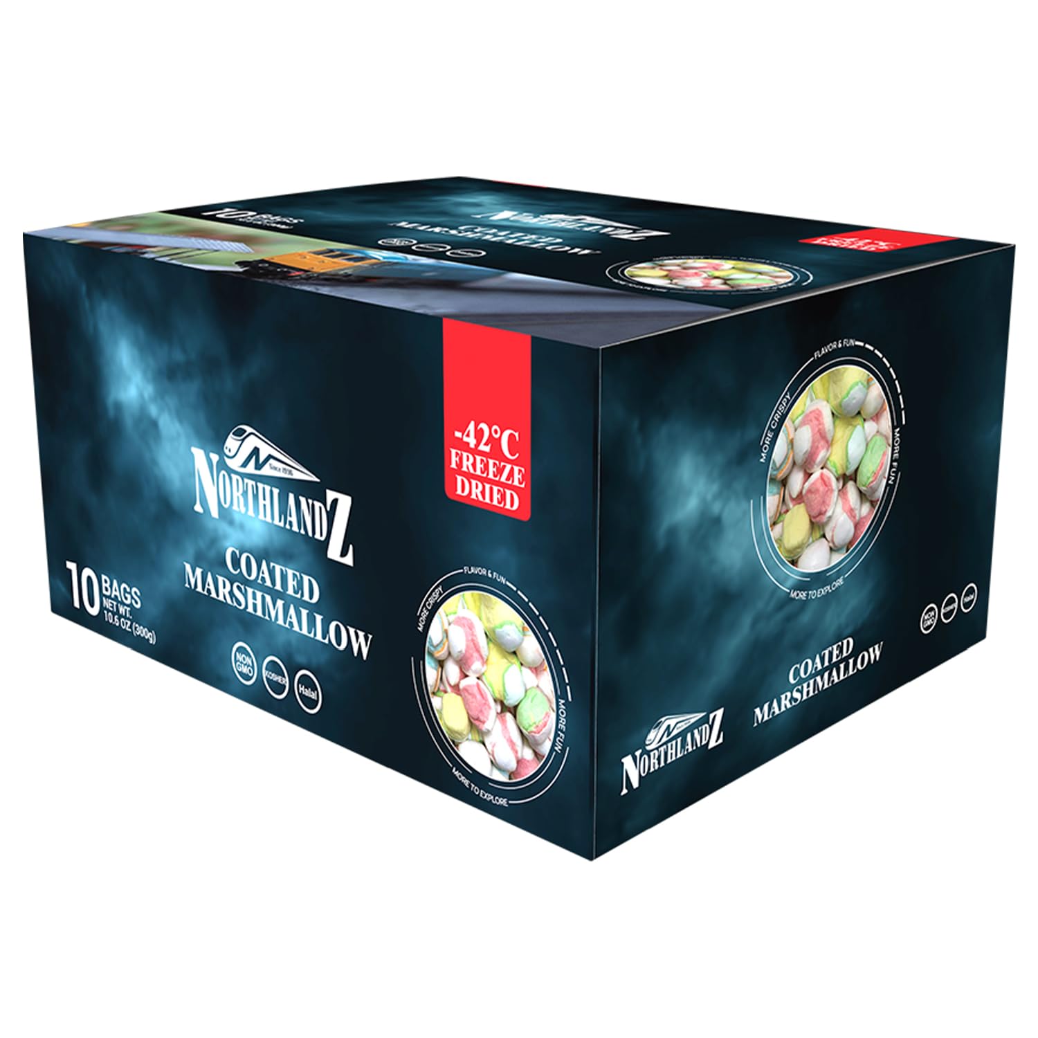 NORTHLANDZ Freeze Dried Candy, COATED MARSHMALLOW comets | Light & Fluffy with a Crunch | (1oz) Pack of 10 | Assorted Vibrant Colors & Sweet Flavors | Unique Snack Treat