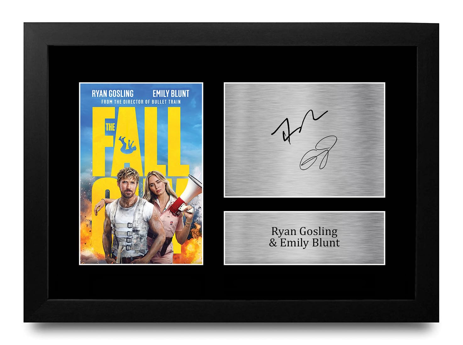 HWC Trading Ryan Gosling & Emily Blunt The Fall Guy Gifts Printed Signed Autograph Picture for Movie Memorabilia Fans - A4 Framed