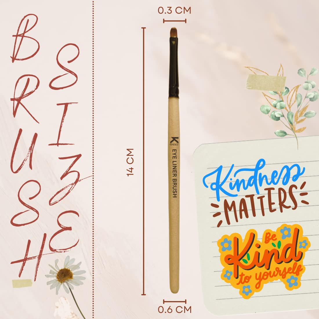 KINDED Gel and Liquid Eye Liner Eyes Makeup Brush Professional Series for Makeup Beauty with Smooth Soft Synthetic Hair Bristles Anti Rust Aluminium Ferrule Natural Wooden Handle Grip - Image 2 thumbnail