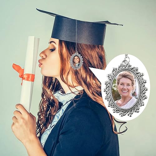 Miniatura 6 de Dije de foto de tapa de graduación, 4 piezas de regalo universitario de clase 2023, borla de graduación personalizada, colgante conmemorativo