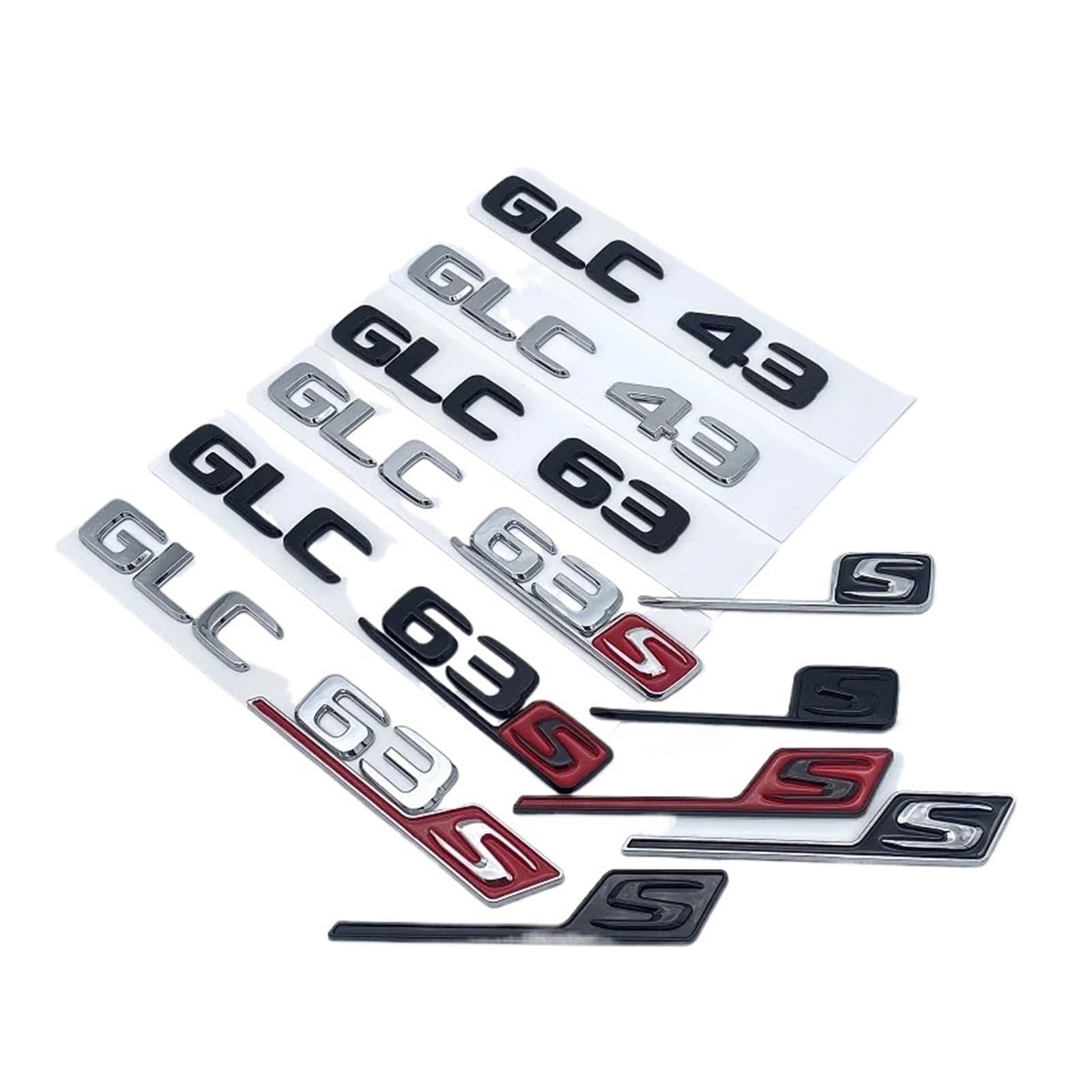 2017+ Flat ABS Trunk Emblem Badge Sticker GLC43 GLC63 GLC63s V8 Biturbo 4matic Fit For Mercedes Fit For Benz AMG X253 Car Logo Sticker(Glossy black,GLC43)