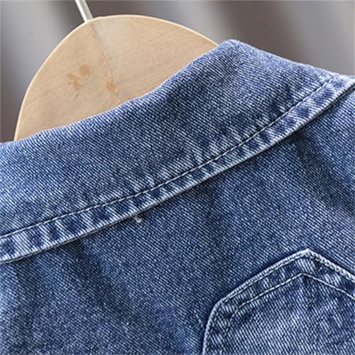 girls jeans jackets cute embroidery ripped open front collar denim coats kids distressed long sleeve casual jackets4