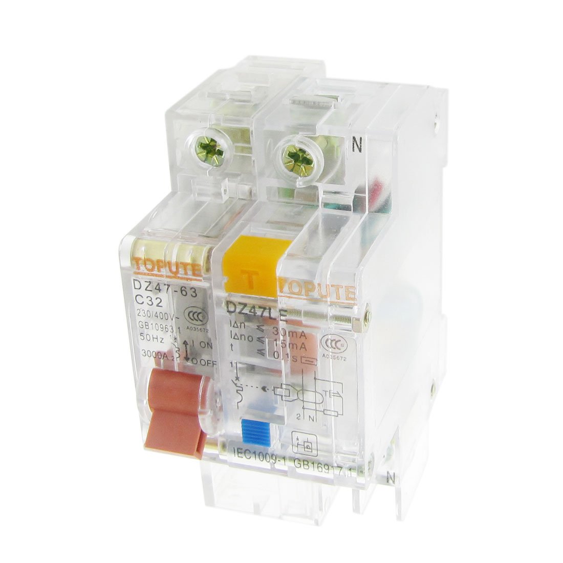 IEUMJNAT Transparent AC 230V 400V 32A 1P+N -Professional - Leakage Circuit Breaker