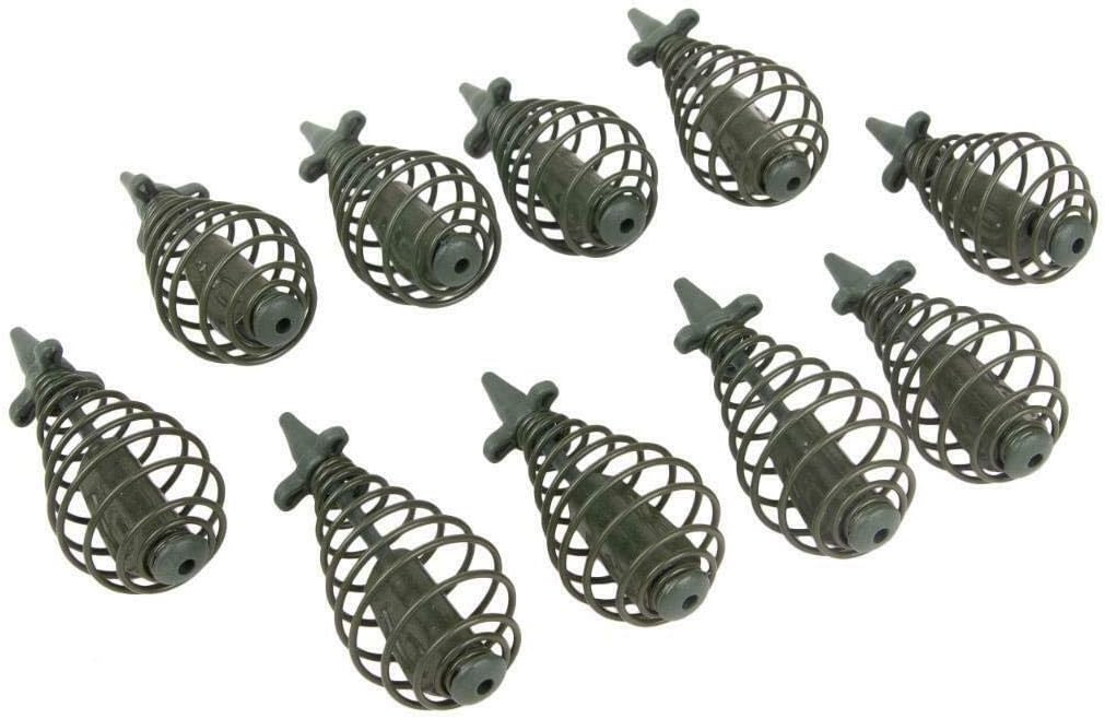 10pcs Lead Sinker Spring Fishing Feeder Carp Сrucian Bream Bait Cage Inline Method Feeders - Tackle Trap Accessory – Fishing Tool - Metal 30gr/1 OZ