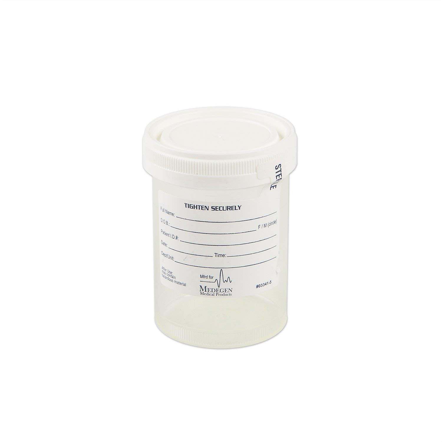 Leak-Resistant Urine/Specimen Cup 3oz Sterile w/White Lid Sterile Seal Label (12)