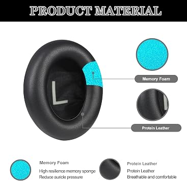 Aiivioll Ear Pads Replacement for Bose 700/NC700 Noise Canceling Headphones, NC700 Soft Protein Leather Ear Cushion Pads with Memory Foam, Black