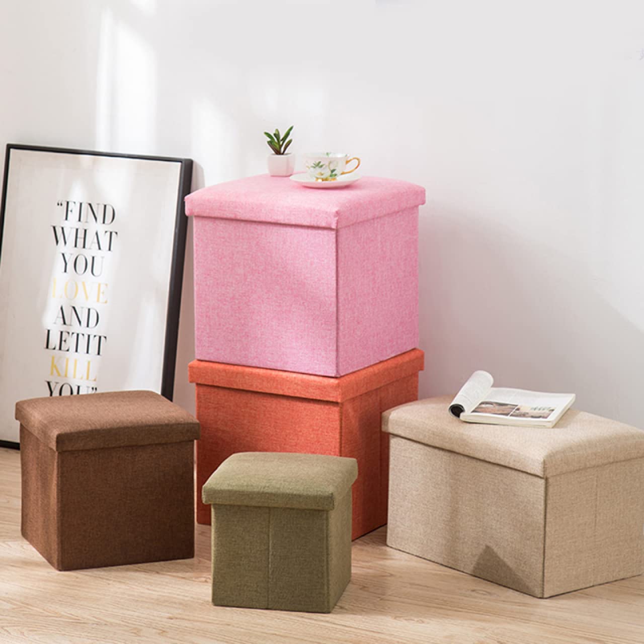 Amazon｜[SDGYS3G] オットマン 足置き ピンク 収納 スツール チェア