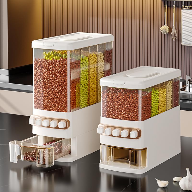 Grain Dispenser Kitchen 5-Compartment 12.5 kg / 7.5 kg Plastic Food-Grade Material (12.5, Kilograms)-image-9