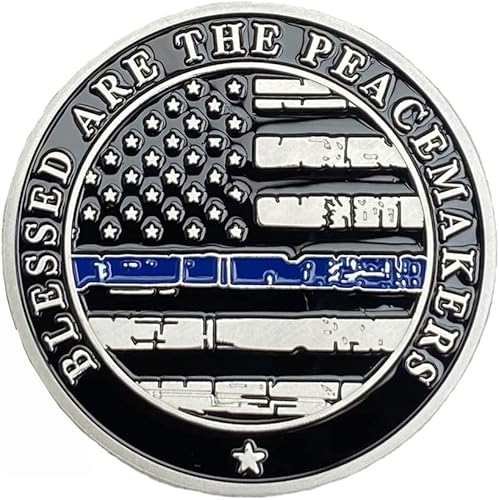 Miniatura 9 de Moneda de desafío de San Miguel patrón de la aplicación de la ley La delgada línea azul monedas plateadas