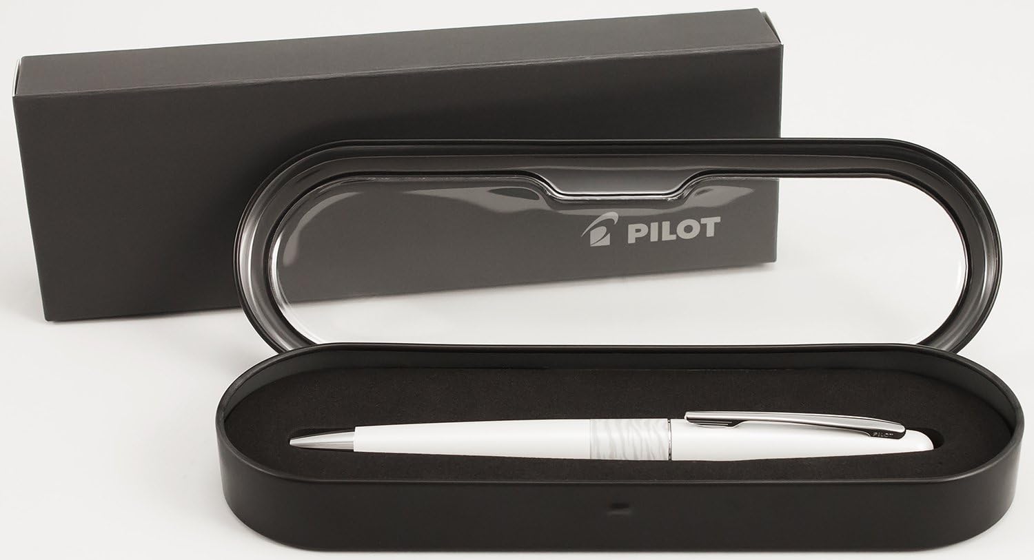 PILOT MR Animal Collection Ballpoint Pen in Gift Box, Matte White Barrel with White Tiger Accent, Medium Point Stainless Steel Nib, Refillable Black Ink (91334)