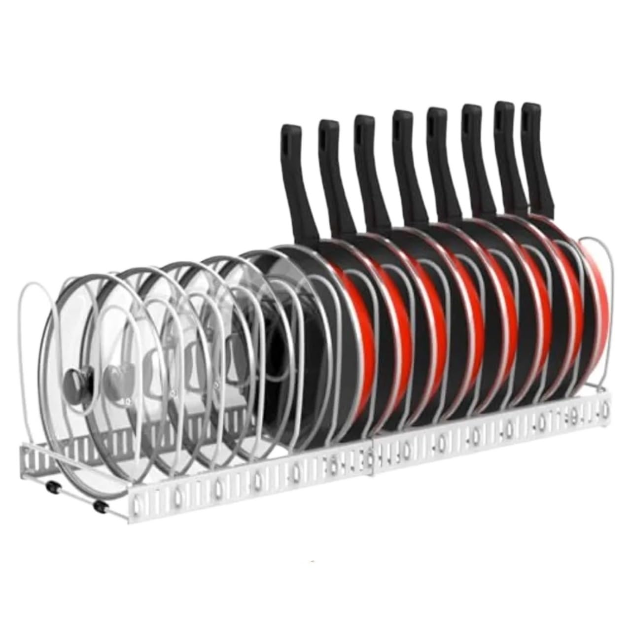 KXAOXGRC Pot Lid Organizer Rack, White Pot Lid Organizer Rack And Pan Holder For Cabinet