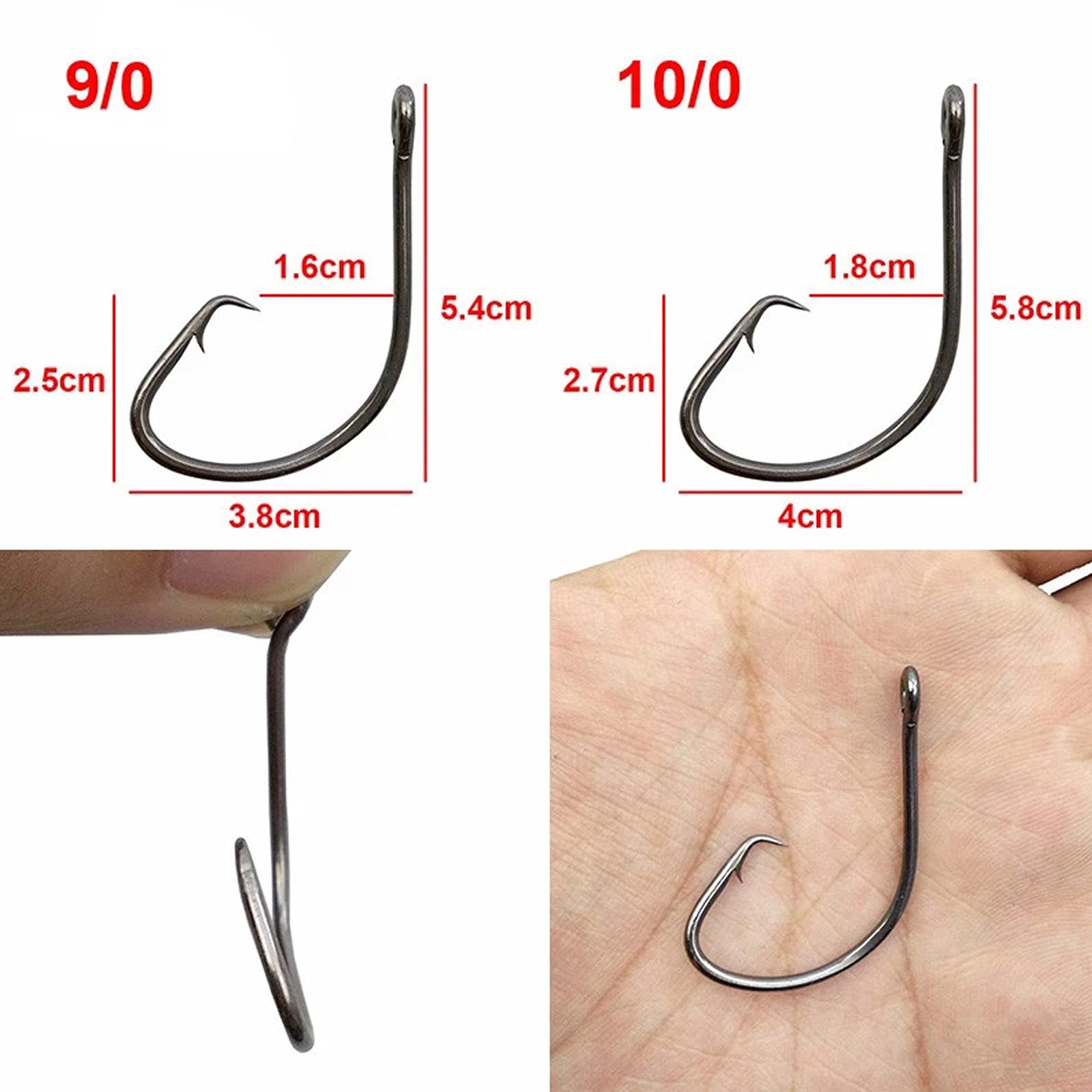 Ami da Pesca 200 Pezzi Nero Offset Sport Sport Bait Gancio da Pesca Amo da Pesca (Size : 10/0)