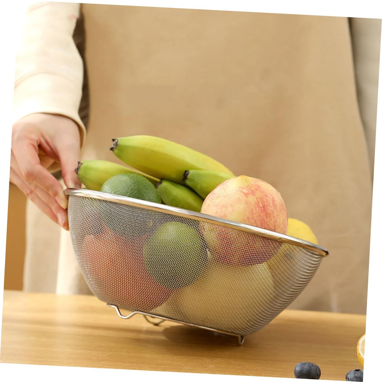 Acero Colador Arroz Juego Inoxidable, de 2 de Piezas para Cocina