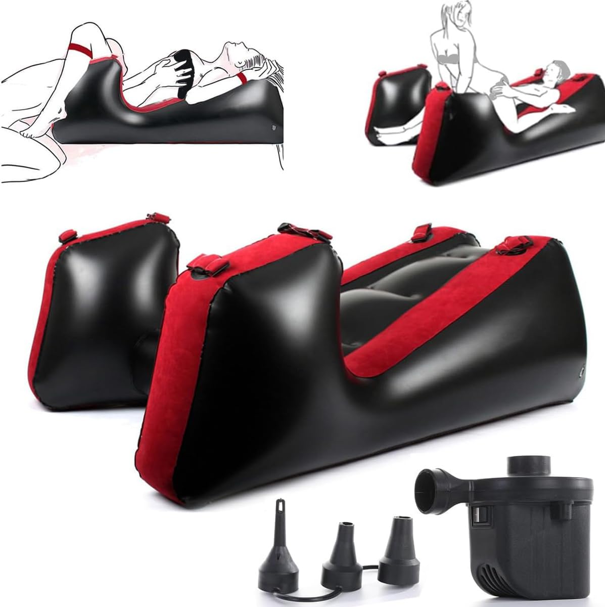 Inflatable Sex Sofa Chair with Electric Air Pump, Yocare Sex Bondage Furniture Cushion, Couples BDSM Toys Deeper Position Support Pillow, PVC Flocked