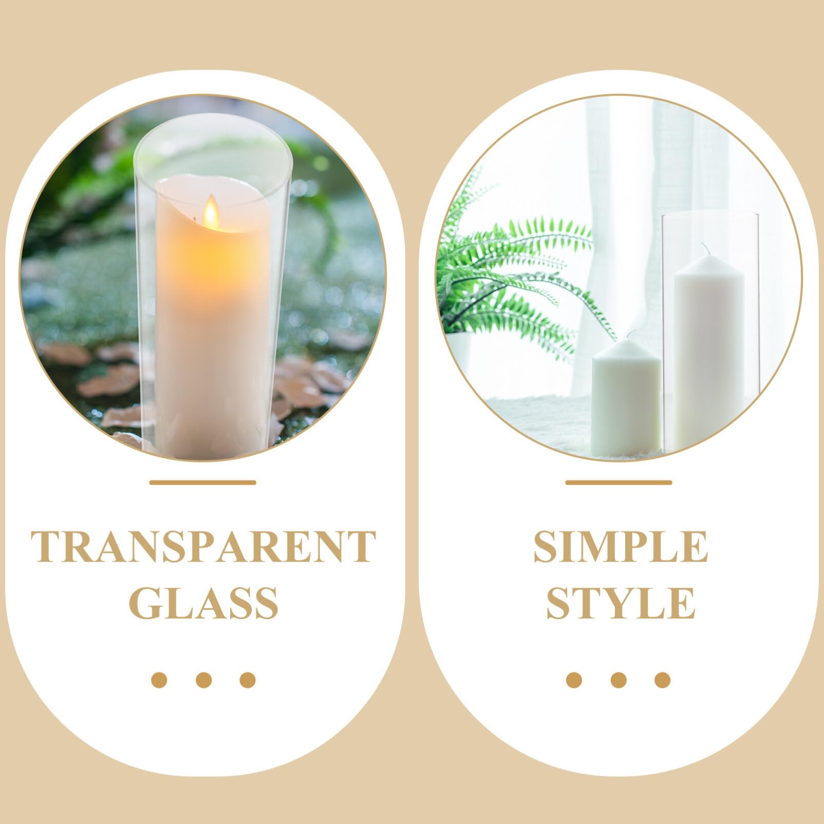 ABOOFAN Cúpulas de Cristal de Borosilicato de 2 Piezas para Velas, Portavelas Decorativos Hogar y Bodas, Diseño Elegante y Protección Viento
