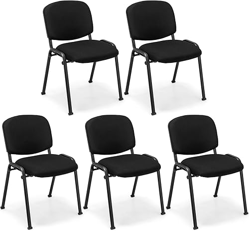 COSTWAY Juego de 5 sillas de sala de espera, sillas de conferencias apilables con asiento y respaldo tapizados, sillas ergonómicas de recepción de