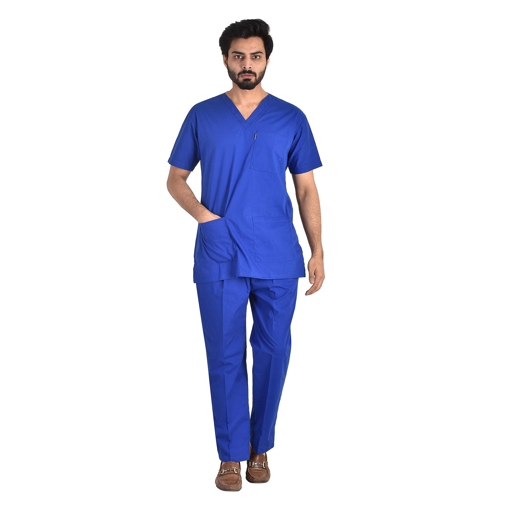 DENIMEN Poly Cotton Unisex Medical Scrub Suit for Men & Women, Medical Scrub Top and Bottom with All Size & Different colours (Sky Blue)