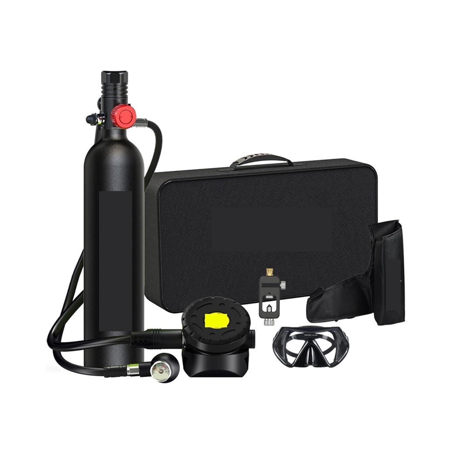 Portable Dive Cylinder, 1L Portable Rebreather, Large-Capacity Diving Oxygen Cylinder Respirator Supports 5-10 Minutes of Underwater Breathing, Equipment(Nero)