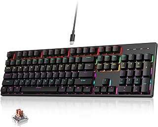 Wired Mechanical Keyboard,104 Keys Full Size LED Backlit Keyboard with Red Switch, Light Up USB Computer Gaming Keyboard f...