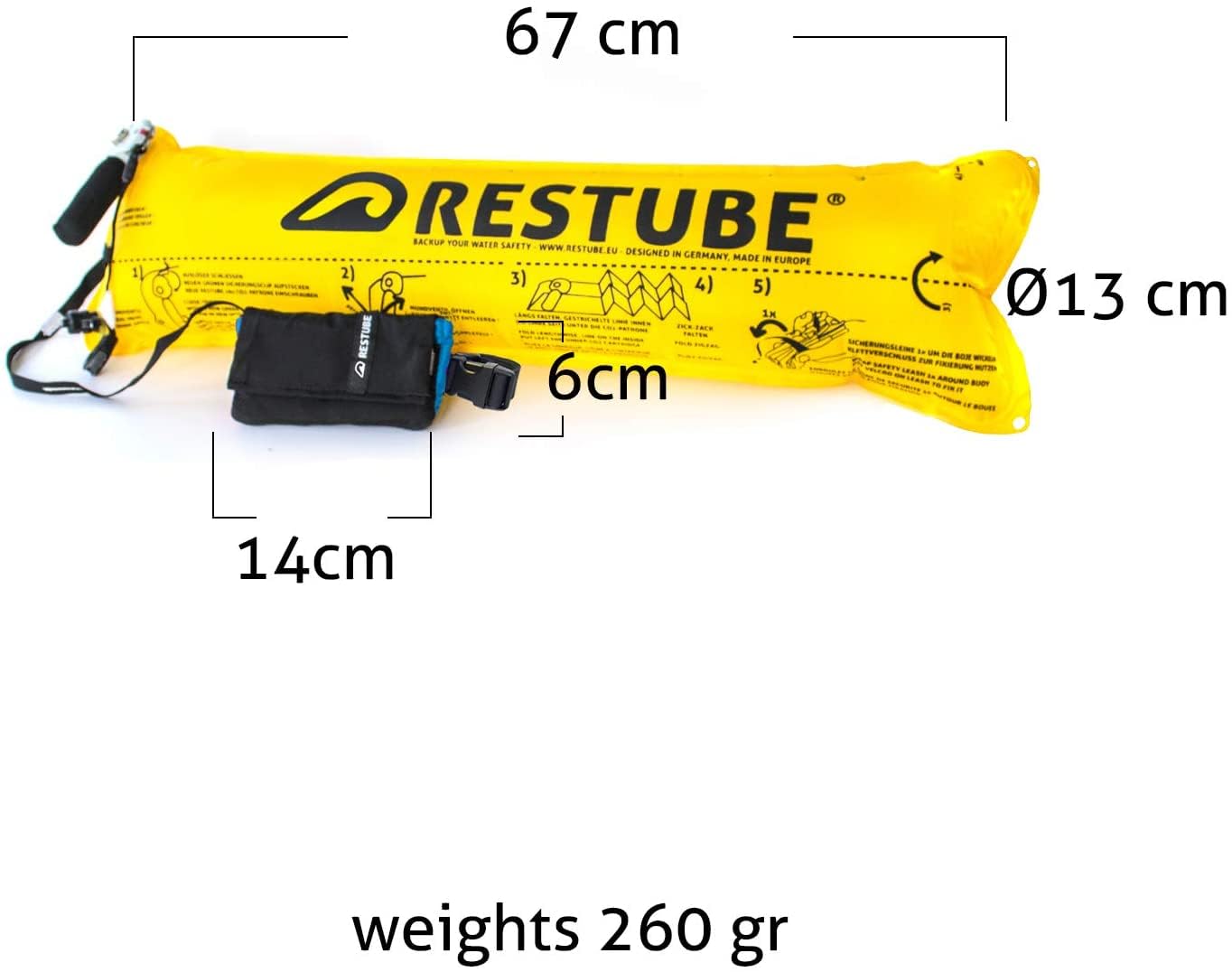 Restube Active Schwimmboje für Erwachsene und Kinder - Rettungsboje für Schwimmer in offenen Gewässern - Schwimmboje Aufblasbar mit Trillerpfeife