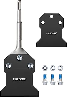 SDS Plus Floor Scraper with Replacement Blade, Firecore 4 Inch x 10 Inch Rustproof Tile Removal Tool Thin Set Remover Chisel Bits for Rotary Hammer Drill, Flooring Adhesives Remover FS23410B