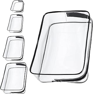 4Pcs Clear Toiletry Bags Clear Makeup Bag PVC Plastic Zippered Pouch,Clear PVC Zippered Toiletry Carry Pouch,Clear Makeup Bag,Travel Cosmetic Bag,Transparent Toiletry Bag,Waterproof PVC Travel Bags