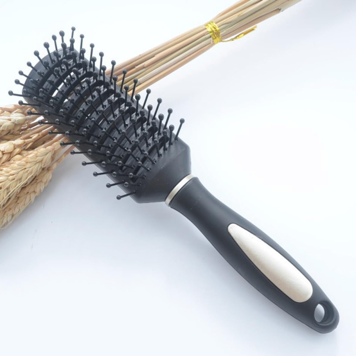Pettini Massaggianti Antistatici con Manico Ergonomico Set 3 in Plastica Colore Nero per Capelli Ricci, Adatti per Salone e Casa