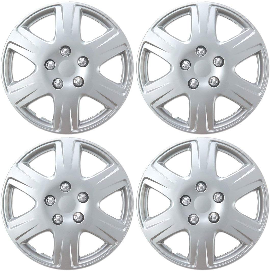 BDK HK993 Silver 15" Hubcaps Wheel Covers for Toyota Corolla (15 inch) – Four (4) Pieces Corrosion-Free & Sturdy – Full Heat & Impact Resistant Grade – OEM Replacement, 4 Pack