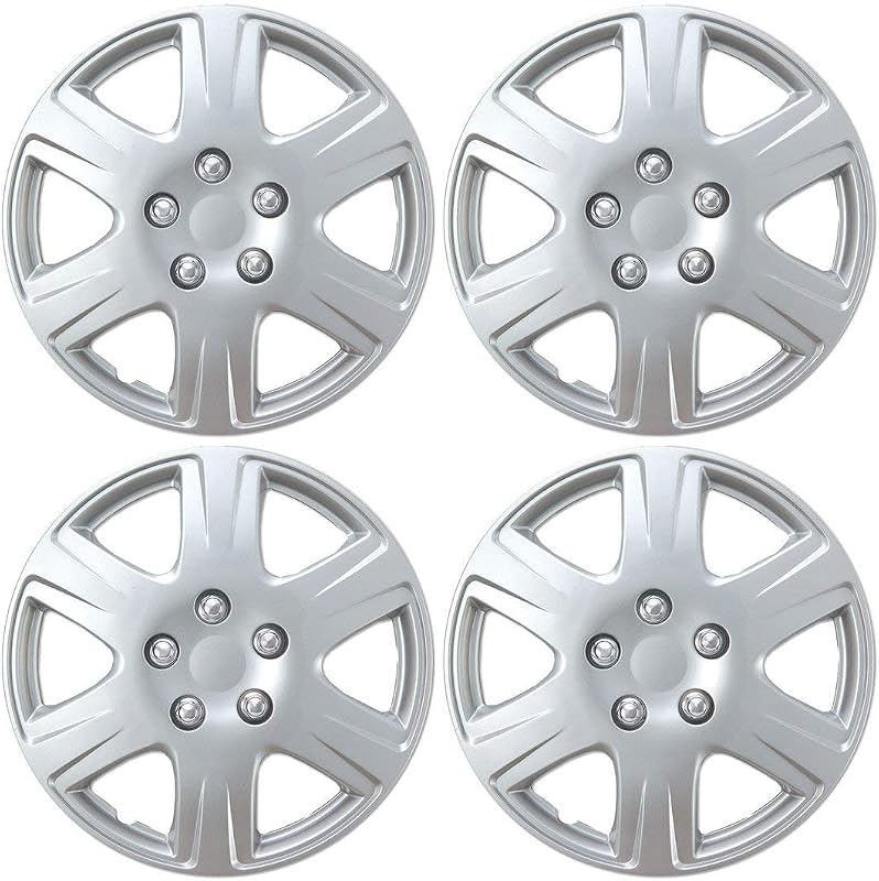BDK HK993 Silver 15" Hubcaps Wheel Covers for Toyota Corolla (15 inch) – Four (4) Pieces Corrosion-Free & Sturdy – Full Heat & Impact Resistant Grade – OEM Replacement, 4 Pack | Direct OEM Replacement Universal Fit Snap-On ABS Hubcaps 15 inch Wheel Covers - Set of 4 Hub Caps - (Set of 4)