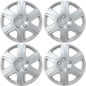 BDK HK993 Silver 15" Hubcaps Wheel Covers for Toyota Corolla (15 inch) – Four (4) Pieces Corrosion-Free & Sturdy – Full Heat & Impact Resistant Grade – OEM Replacement, 4 Pack