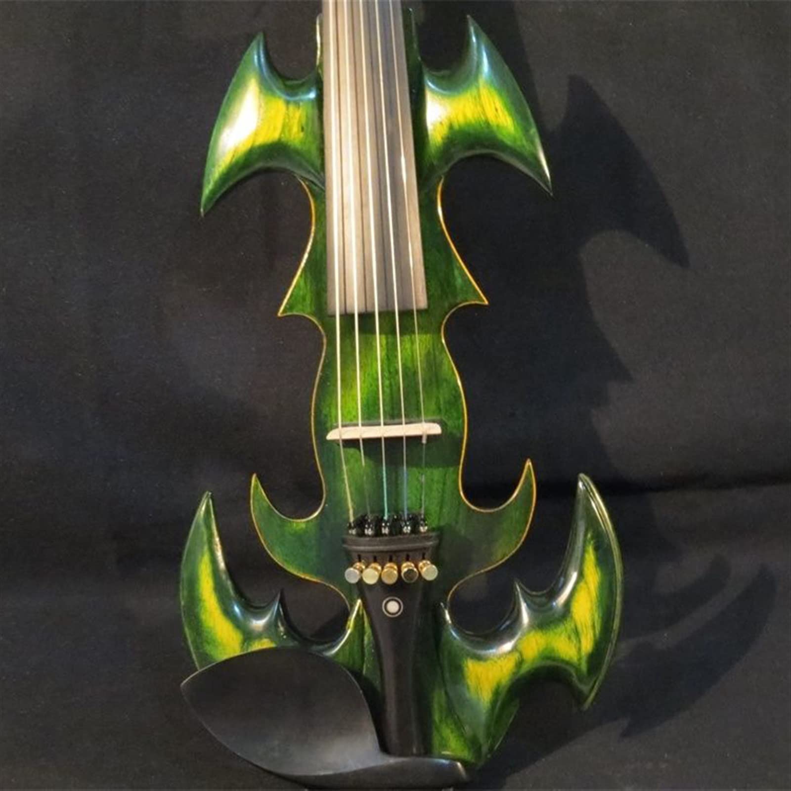 Strumento Musicale per Violino Elettrico A 5 Corde 4/4 in Legno Massello Verde Parte in Ebano con Archetto Violini per Studenti