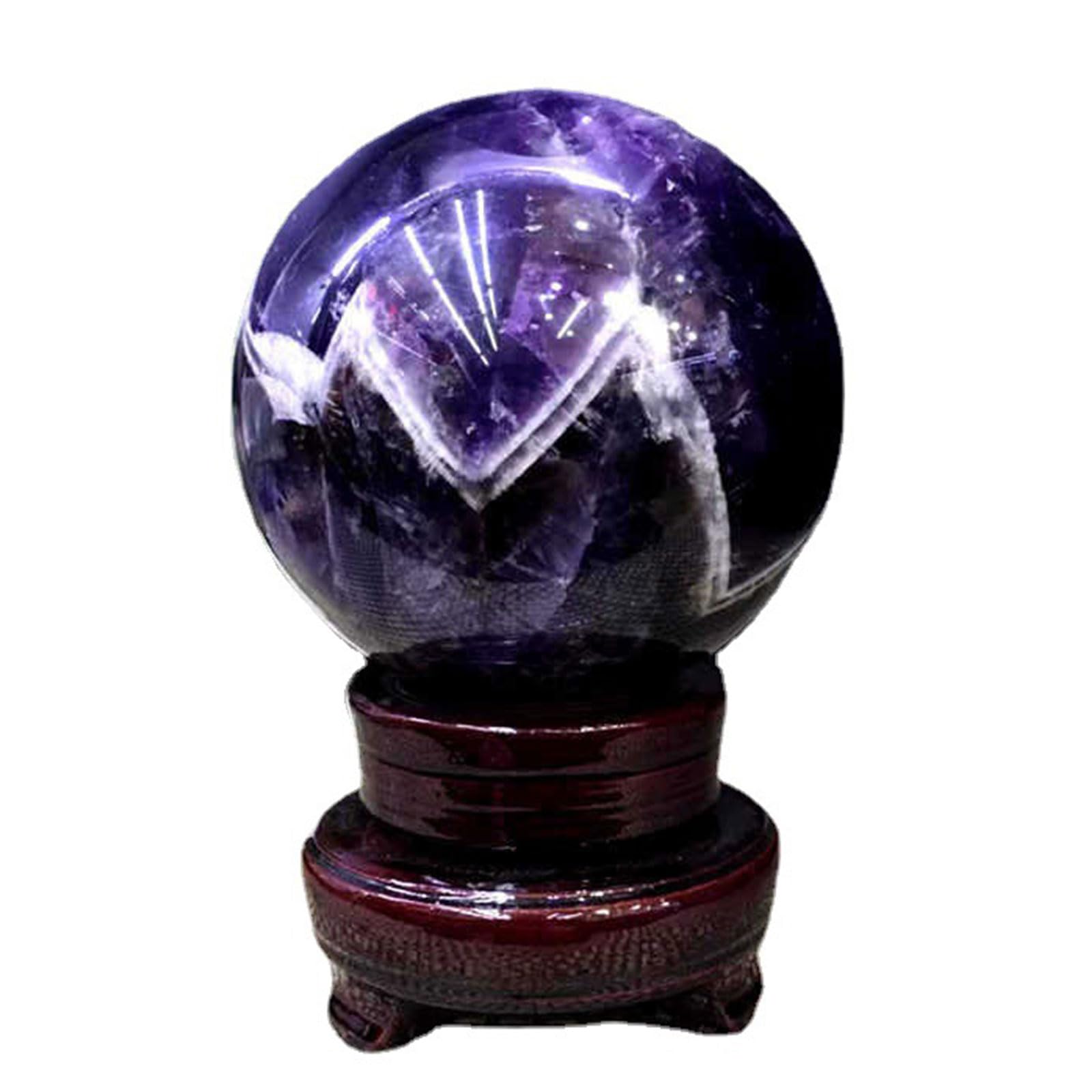 GPDNBIEU Fluorite Crystal Ball, Dream Amethyst Crystal Ball for Divination/Chakra Balance/Yoga/Home Office FengShui Decor/Meditation Gift(Diameter 2.8")