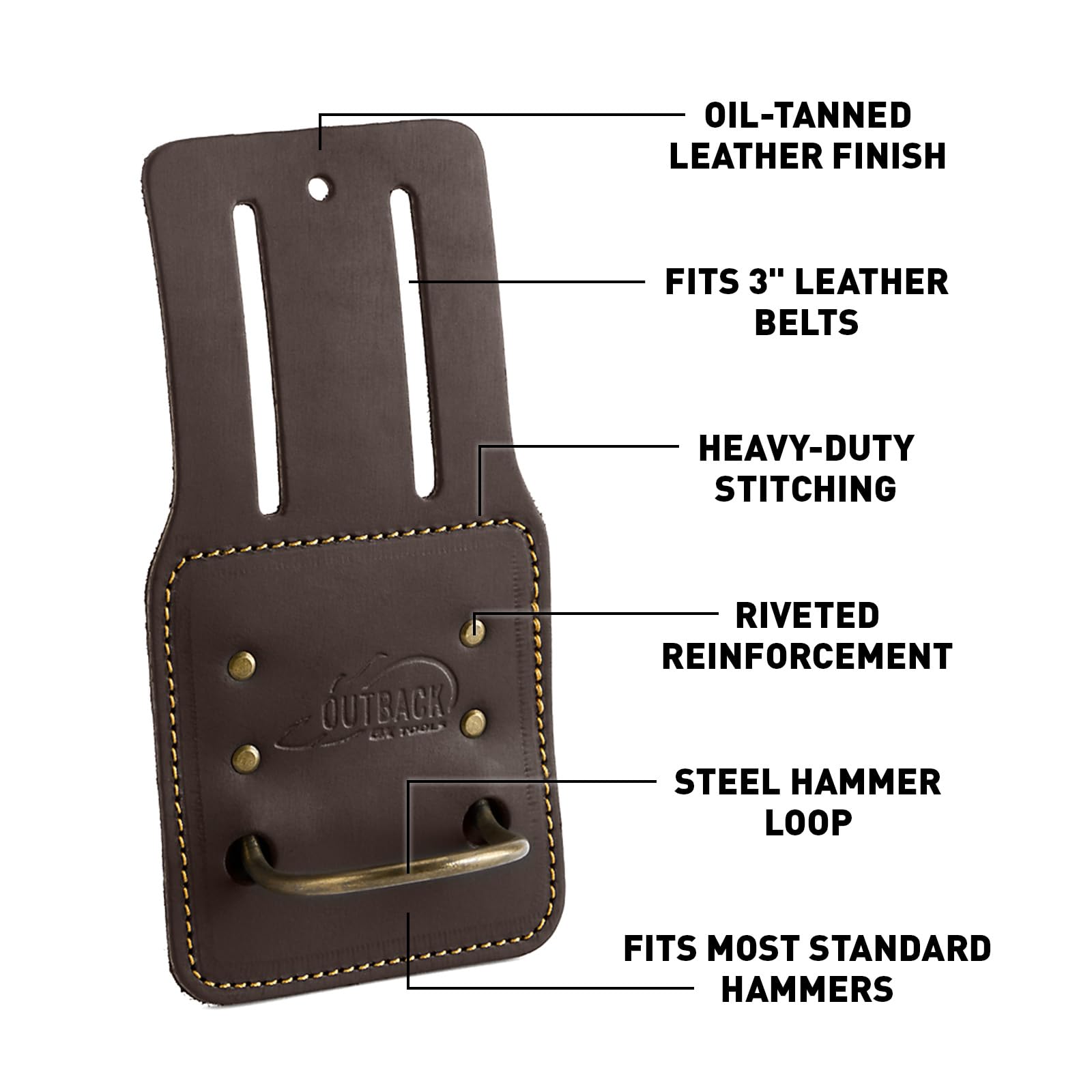 OX Tools Top Grain Leather Hammer Holder with Steel Hammer