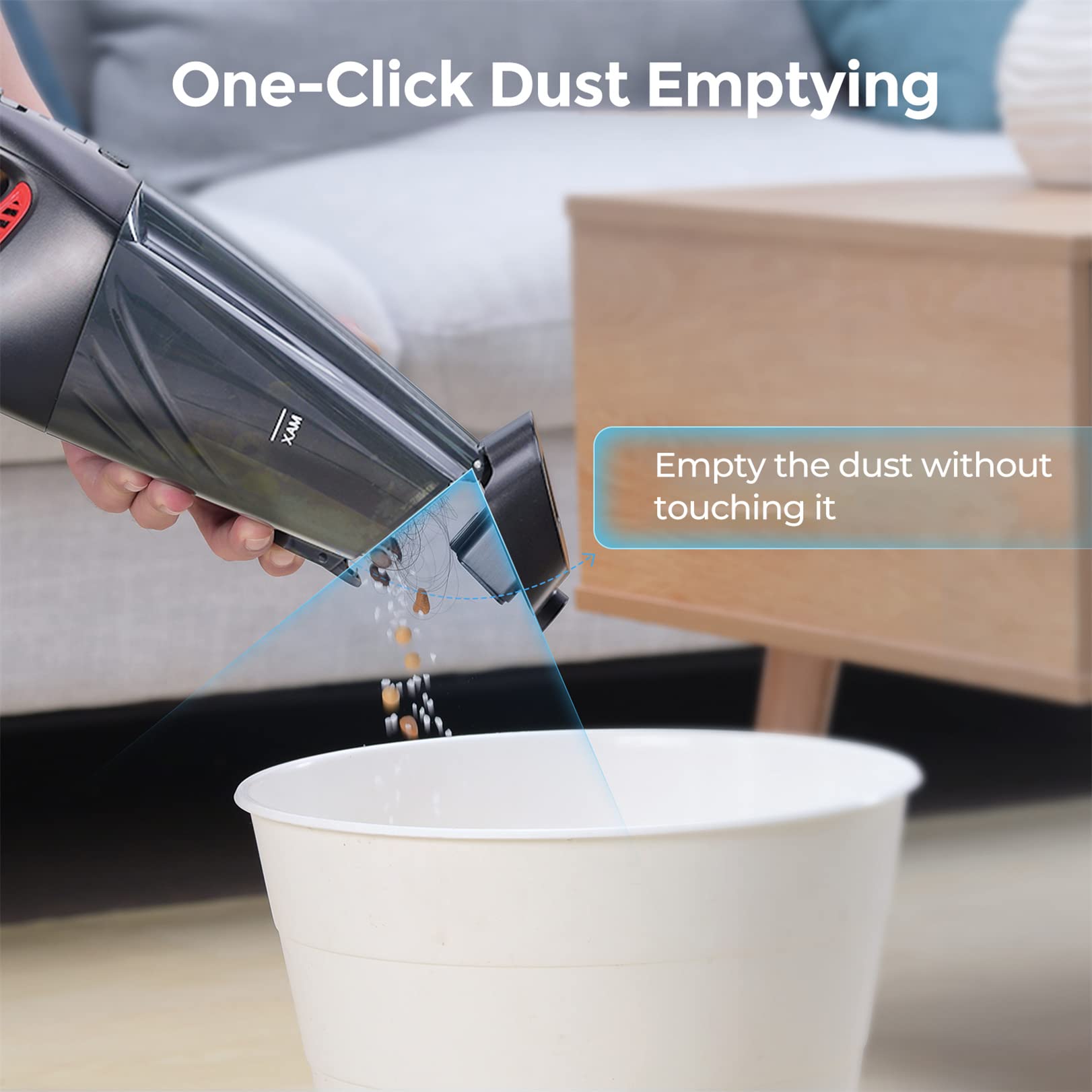 Handheld Vacuum Cleaner, 6KPa Handheld Vacuum Cordless, Powerful Portable Vacuum Cleaner, Hand