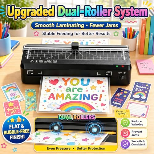Image of Laminator, A4 Laminator Machine, 9 inches Thermal Laminator 70s Fast Warm-up with Build in Paper Trimmer