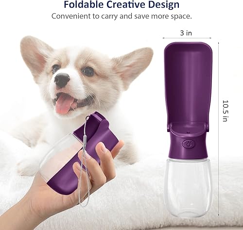 Miniatura 3 de WePet Botella de agua plegable portátil para perros, dispensador de agua para cachorros con alimentador para beber, 12 onzas, resistente a altas