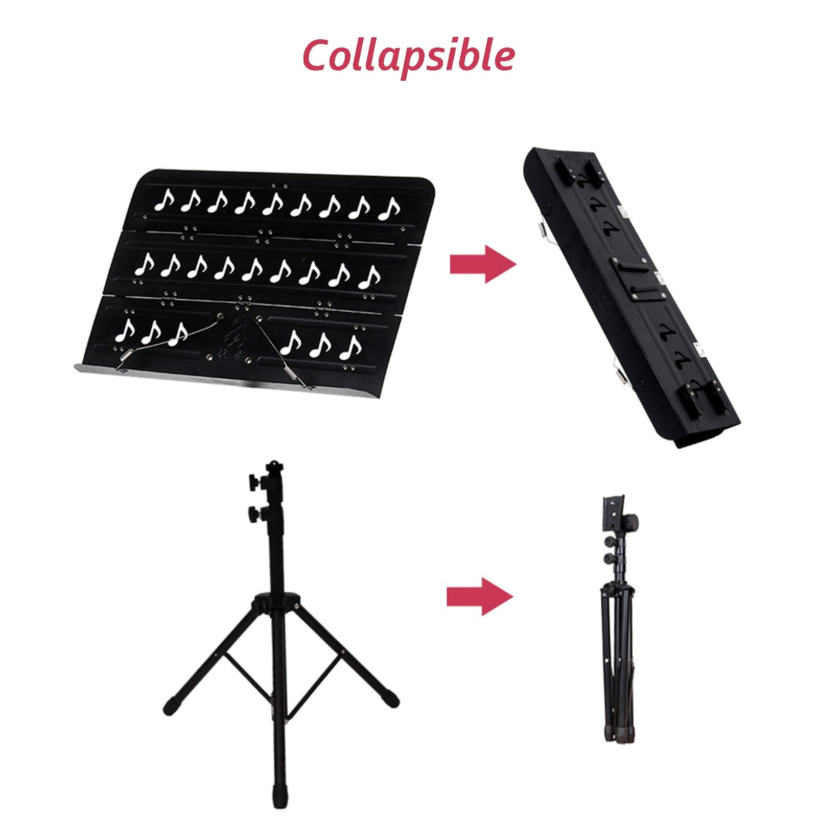 Atril LIU Plegable para Partituras Música De Metal Portátiles Ligeros con Bolsa De Transporte Adecuado para Symphony Orchestra Studio School Home (Color : Black)