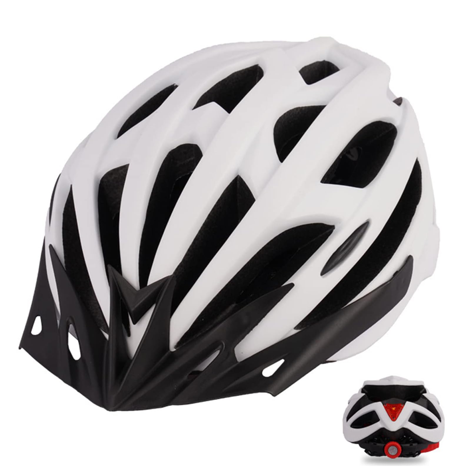 Bike Helmet for Men Women, TAME Adult Bicycle Helmet with LED Rear Light, Pads, Visor, Comfortable and Breathable Mountain Road Bike Cycling Helmet