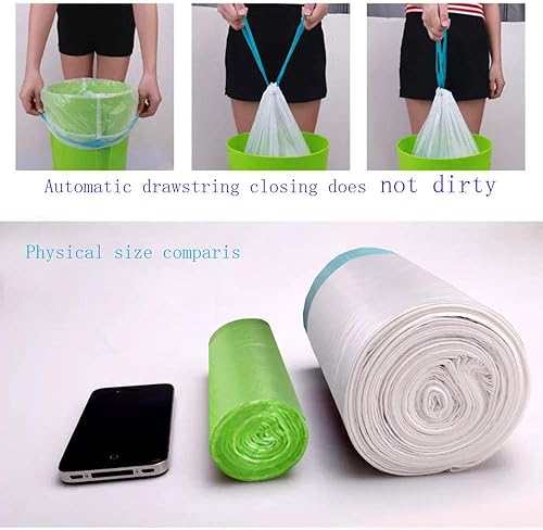 Miniatura 4 de WanJiaXinHui Bolsas de basura medianas con cordón de 8 galones, bolsas de basura fuertes para cocina, baño, dormitorio, automóvil, papelera de