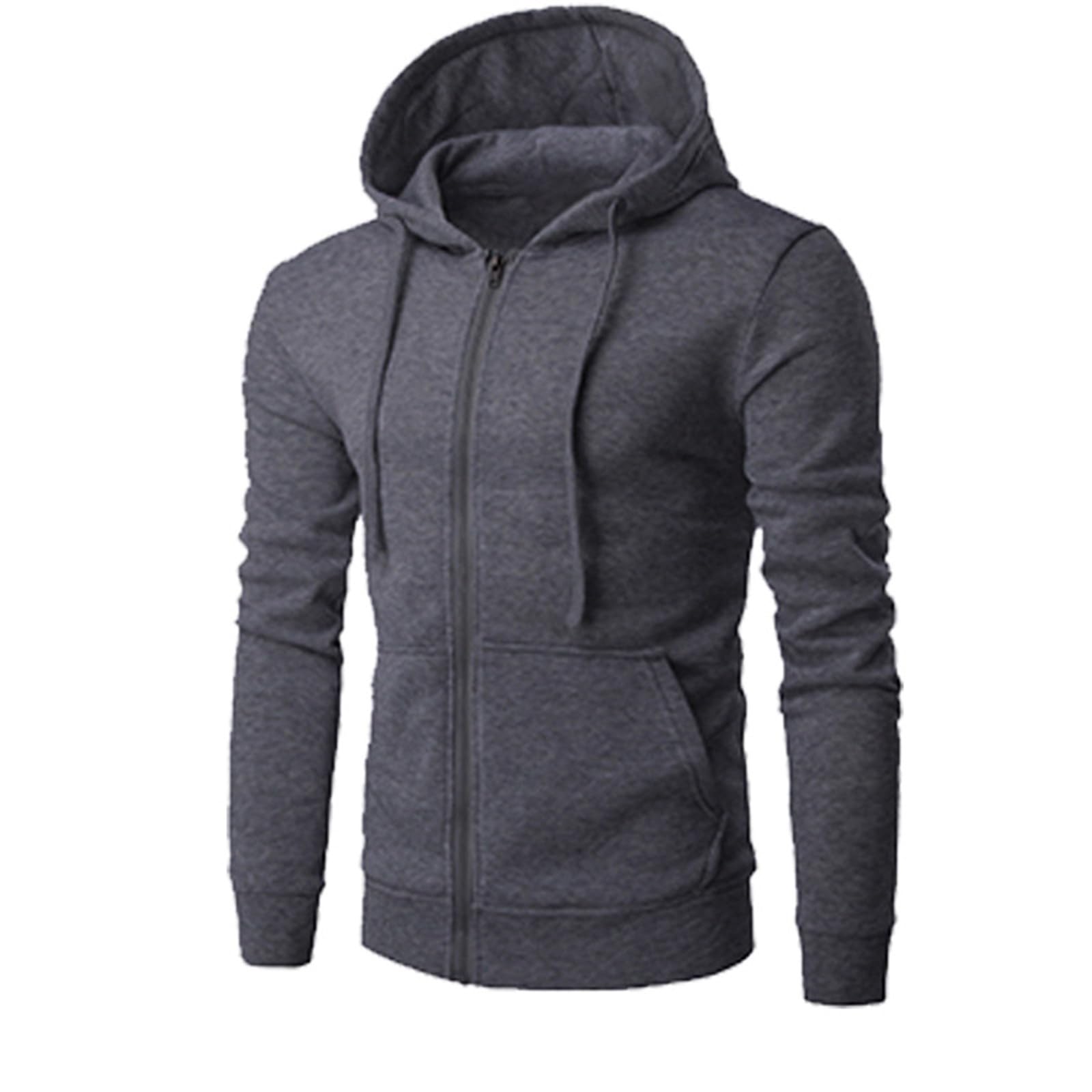 Sweatshirt for Mens Fashion Solid Zipper Hoodie Coats Drawstring Fitted Sport Casual Pullover Sweater Sweatshirts